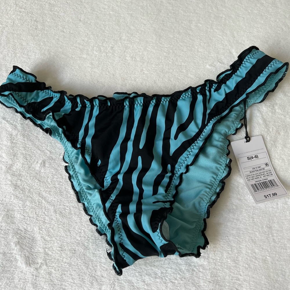 Black and Teal Bikini Bottom (Size SMALL)